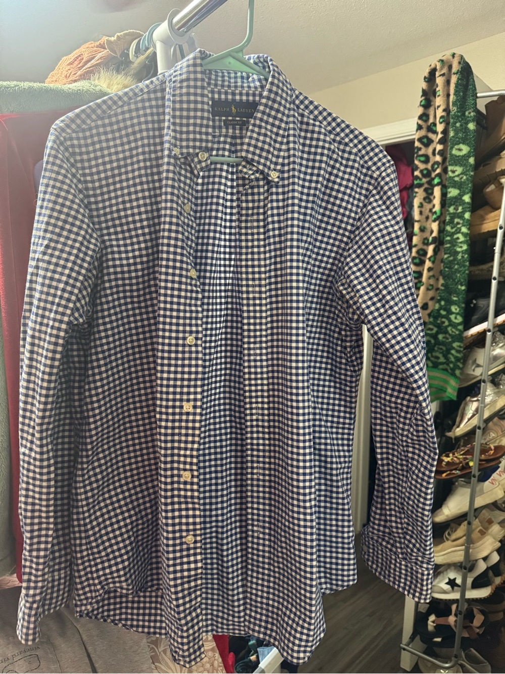 Ralph Lauren Navy and White Gingham Dress Shirt